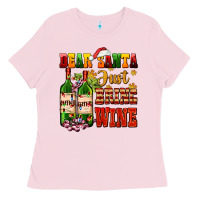 Bubblegum Pink dear santa just bring wine Ladies Tee - AdoDesignShop