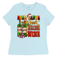 Baby Blue dear santa just bring wine Ladies Tee - AdoDesignShop