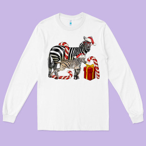 Christmas Zebra Baby And Mama Long Sleeve Tee Designed By Lillyallendesigns