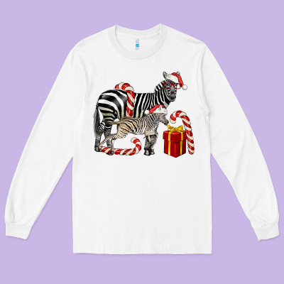 Christmas Zebra Baby And Mama Long Sleeve Tee Designed By Lillyallendesigns