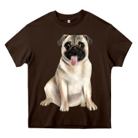 Chocolate Brown pug Heavy Core Tee - JahusDesignShop