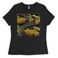 Black cactus camouflage school bus seamless pattern Ladies Tee - BundleAndBundleShop