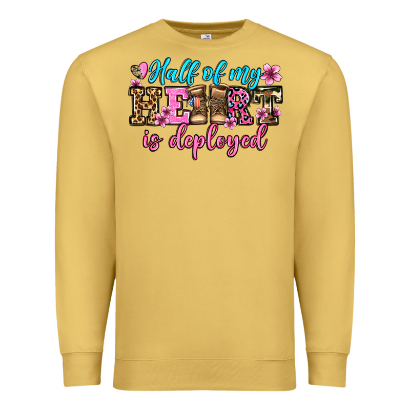 Half Of My Haert Is Deployed Olivia Premium Sweatshirt by OliviaCreatesArt | Teevron