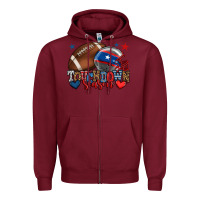 Burgundy Touchdown season American football 4th of july Zipper Hoodie - HowdyJamesFarm