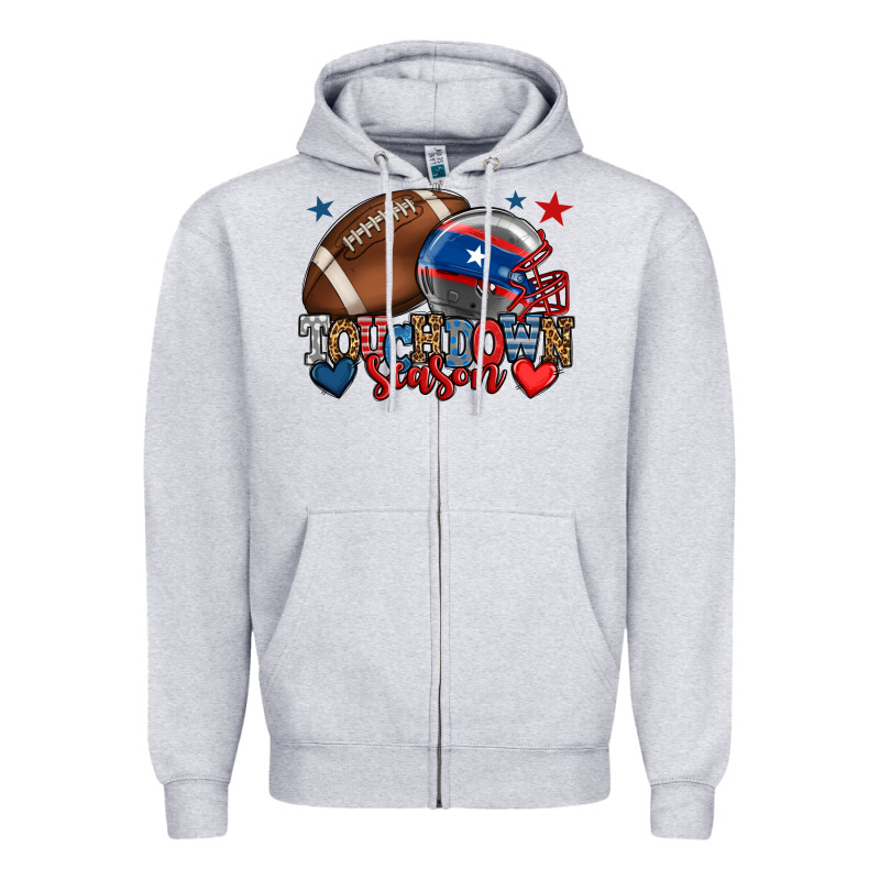 Touchdown Season American Football 4th Of July Zipper Hoodie by HowdyJamesFarm | Teevron
