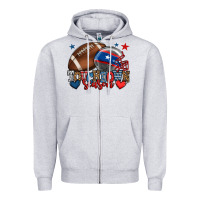 Heather Grey Touchdown season American football 4th of july Zipper Hoodie - HowdyJamesFarm