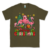 Army Green merry christmas flamingos Classic Tee - MaliasSmallBusiness