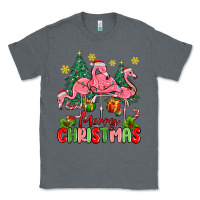 Charcoal Heather merry christmas flamingos Classic Tee - MaliasSmallBusiness