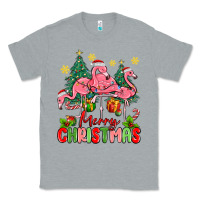 Heather Grey merry christmas flamingos Classic Tee - MaliasSmallBusiness