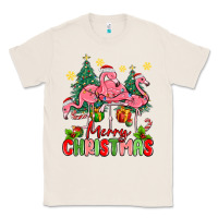 Natural merry christmas flamingos Classic Tee - MaliasSmallBusiness