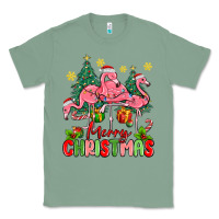 Sage merry christmas flamingos Classic Tee - MaliasSmallBusiness