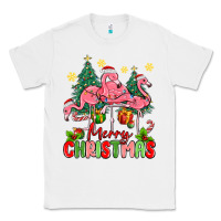 White merry christmas flamingos Classic Tee - MaliasSmallBusiness