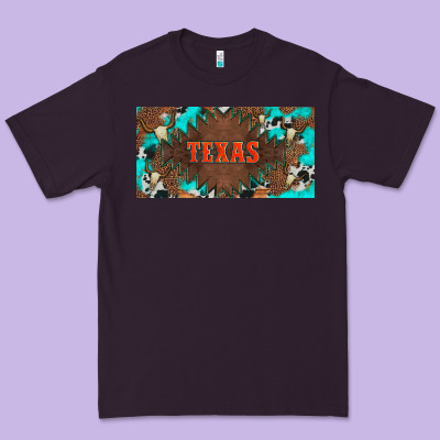 Western Texas And Bullskulls With Turquoise And Leopard Licanse Plate Premium Tee Designed By Artiststas