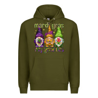 Army Green Mardi Gras with my gnomies Premium Hoodie - HowdyJamesFarm