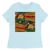 Baby Blue christmas school bus seamless pattern Ladies Tee - BundleAndBundleShop