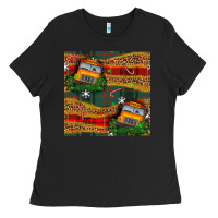 Black christmas school bus seamless pattern Ladies Tee - BundleAndBundleShop