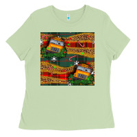 Christmas School Bus Seamless Pattern Ladies Tee | Teevron