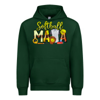 Forest Green Softball Mama Urban Hoodie - CowhideDigitalArt