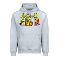 Heather Grey Softball Mama Urban Hoodie - CowhideDigitalArt