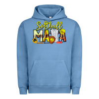 Pigment Pebble Blue Softball Mama Urban Hoodie - CowhideDigitalArt