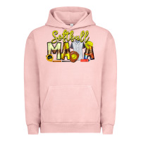 Pigment Salmon Softball Mama Urban Hoodie - CowhideDigitalArt