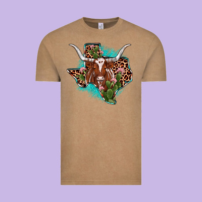 Texas Longhorn Texas Map Vintage Tee Designed By Jahusdesignshop