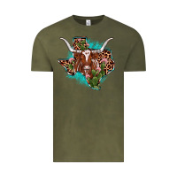 Vintage Olive texas longhorn texas map Vintage Tee - JahusDesignShop