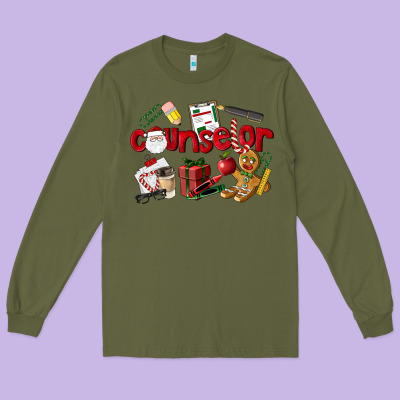 Counselor Christmas Long Sleeve Tee Designed By Lillyallendesigns