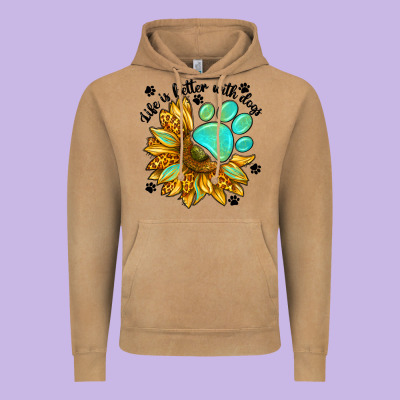 Life Is Better With Dogs Vintage Hoodie Designed By Nancycooperartshop