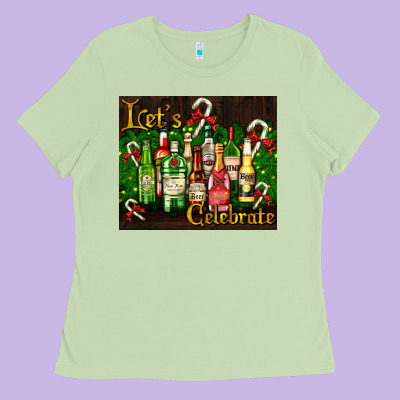 Christmas Cocktail Ladies Tee Designed By Adodesignshop