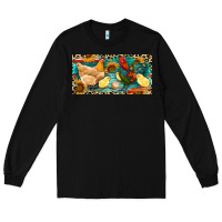 Black Chicken rooster and chicks with leopard Long Sleeve Tee - RanaPortraitStore