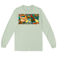 Matcha Chicken rooster and chicks with leopard Long Sleeve Tee - RanaPortraitStore