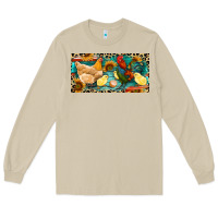 Mushroom Chicken rooster and chicks with leopard Long Sleeve Tee - RanaPortraitStore