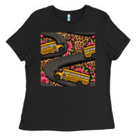 Black flower leopard school bus seamless pattern Ladies Tee - BundleAndBundleShop