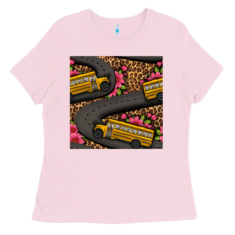 Flower Leopard School Bus Seamless Pattern Ladies Tee by BundleAndBundleShop | Teevron