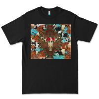 Black western floral bullskull cowhide and leopard Premium Tee - Artiststas