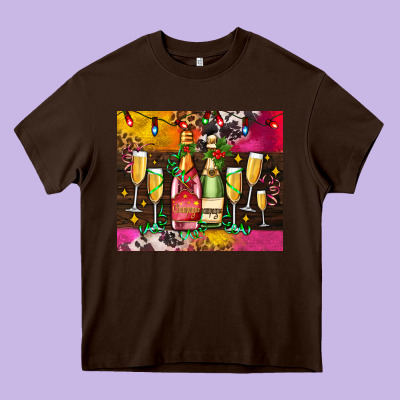 Christmas Champagne Bottles And Heavy Core Tee Designed By Adodesignshop