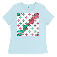 Baby Blue Nurse Gloves Seamless Pattern Ladies Tee - BundleAndBundleShop