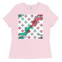 Bubblegum Pink Nurse Gloves Seamless Pattern Ladies Tee - BundleAndBundleShop