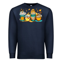 Navy honey bee coffee cups Premium Sweatshirt - OliviaCreatesArt