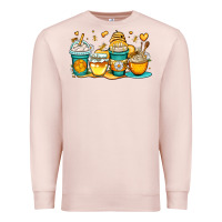 Pale Pink honey bee coffee cups Premium Sweatshirt - OliviaCreatesArt
