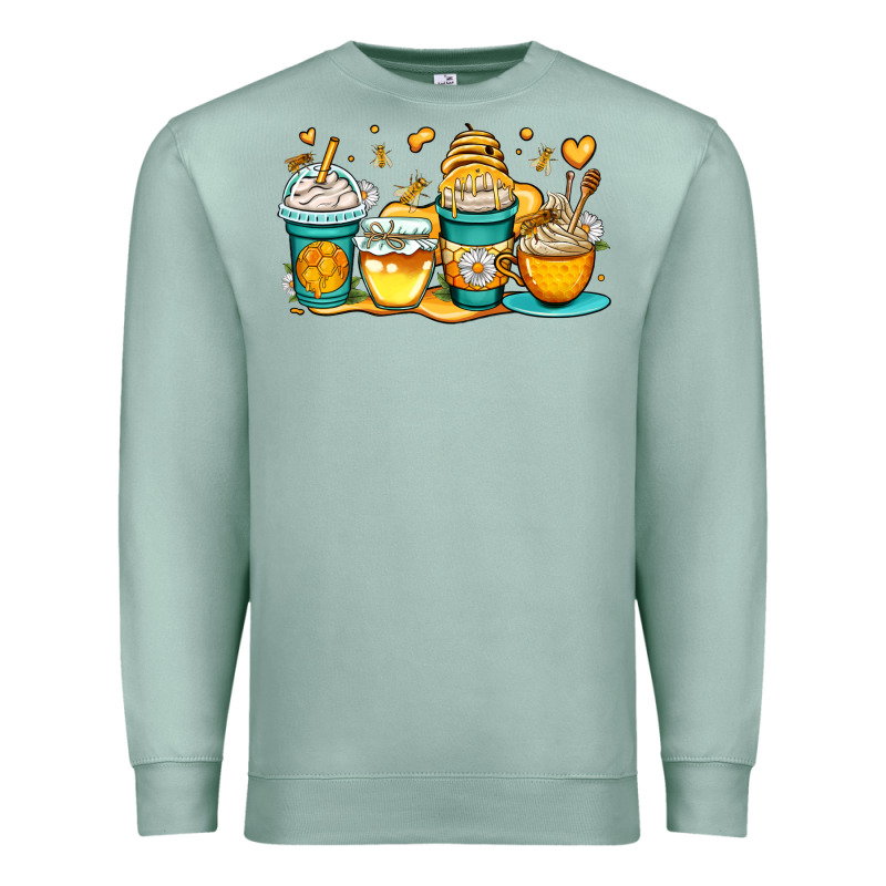 Honey Bee Coffee Cups Premium Sweatshirt by OliviaCreatesArt | Teevron