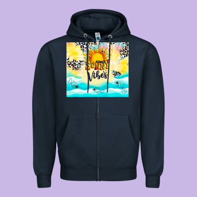 Sunny Vibes Zipper Hoodie Designed By Tumblerdesignbyshophia