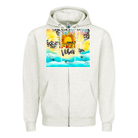 Oatmeal Heather sunny vibes Zipper Hoodie - TumblerDesignByShophia