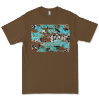 Cacao western cowhide and leopard with turquoise background Premium Tee - Artiststas