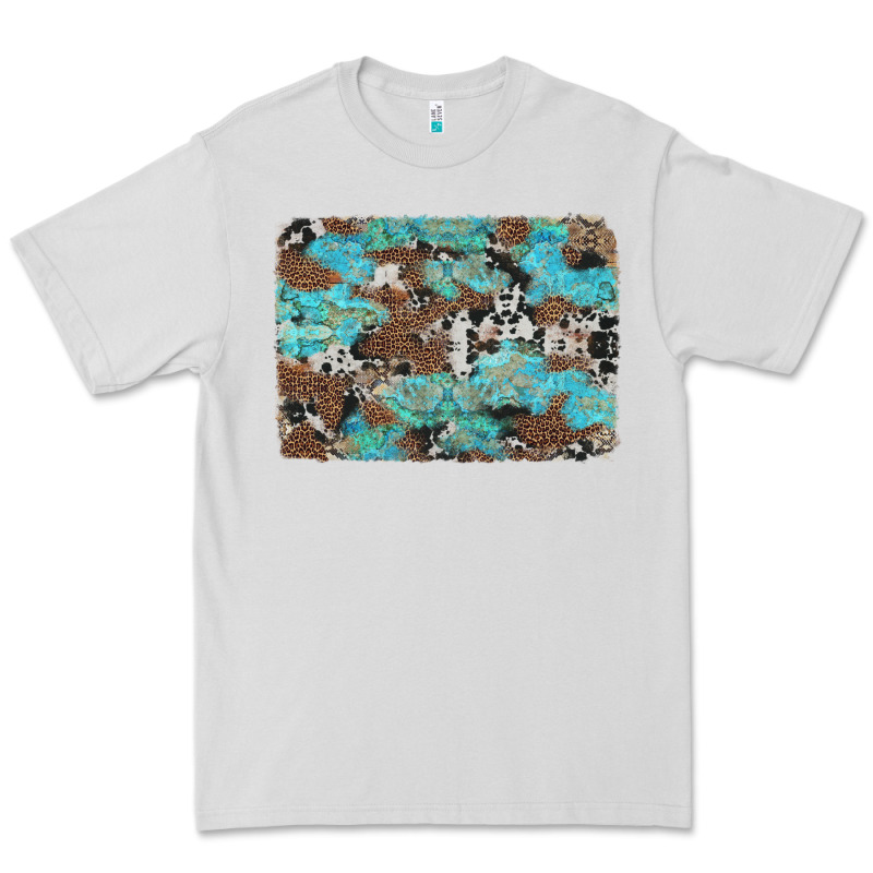 Western Cowhide And Leopard With Turquoise Background Premium Tee by Artiststas | Teevron
