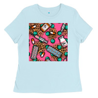 Baby Blue Medicines And Pills Seamless Pattern Ladies Tee - BundleAndBundleShop