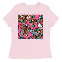 Bubblegum Pink Medicines And Pills Seamless Pattern Ladies Tee - BundleAndBundleShop
