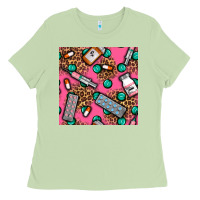 Matcha Medicines And Pills Seamless Pattern Ladies Tee - BundleAndBundleShop