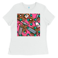 White Medicines And Pills Seamless Pattern Ladies Tee - BundleAndBundleShop